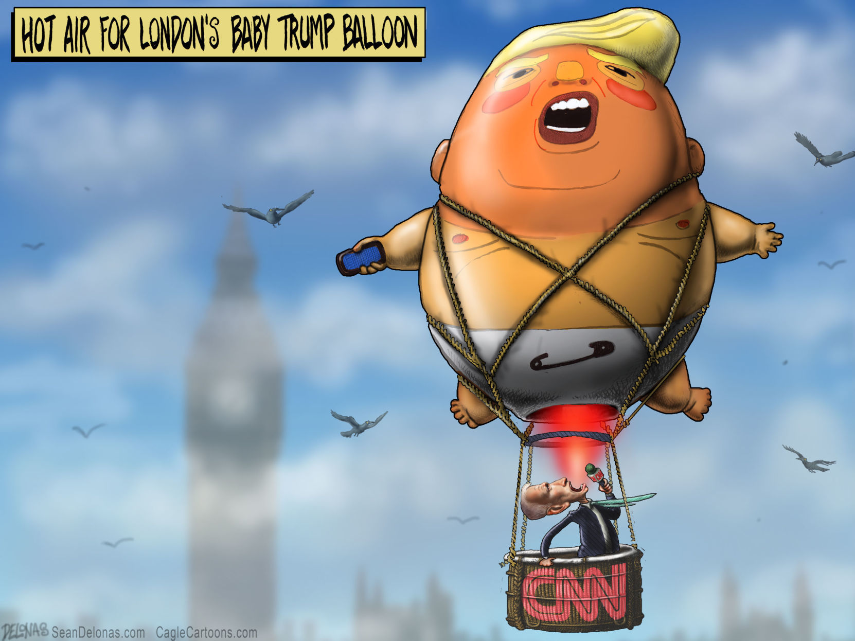 Baby Trump London England Balloon by Sean Delonas, CagleCartoons.com